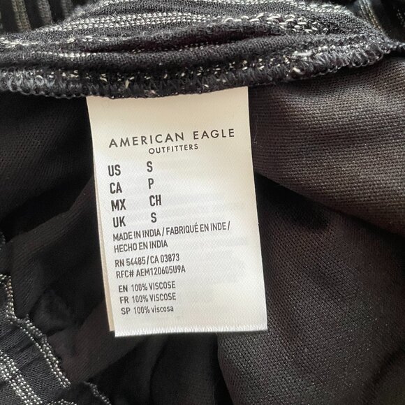 american eagle black and white striped drawstring pants size small - Picture 6 of 6